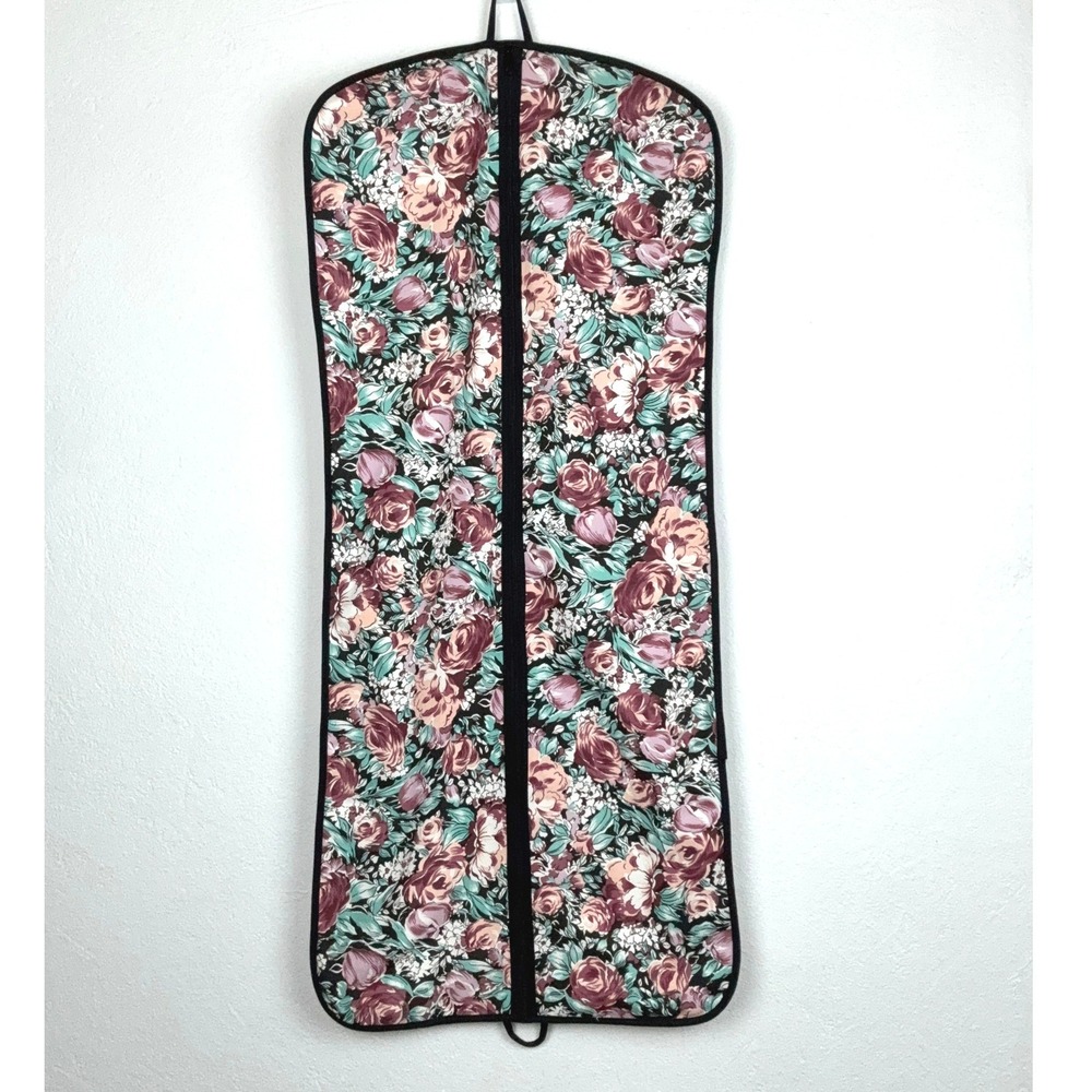 Unbranded Multicolor Floral Garment Bag - OS - Canvas Zippered Travel Case Rose